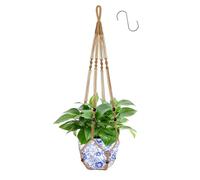 Apstaqeoo Hanging Planters Baskets, Jute Rope Macrame Plant Hanger with 1 Hook, Wall Hanging Flower Pot Holder No Tassels Hanging Plant Holder with Wood Beads for Indoor Outdoor Home Decor(1PC, 90CM)