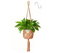 Apstaqeoo Macrame Plant Hanger Indoor Handmade Cotton Rope Hanging Planter Basket Decorative Flower Pot Holder Outdoor With S Hanging Hook Boho Home Decor for Patio Balcony Living Room 90CM,Brown,1PC