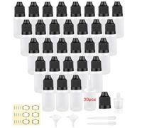 Apstqeeo 30pcs, 5ml Plastic Dropper Bottles with Squeezable Dispenser and Funnel, White and Black Cap, Ideal for Essential Oil