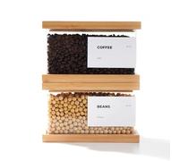 APT 1101 Bamboo Food Dispenser | Modern Minimalist Kitchen Organizers and Storage | Airtight Rectangular Container | Cereal, Rice, Flour, Snack Storage (2, Short Rectangular)