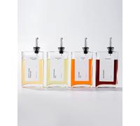 APT 1101 Olive Oil Dispenser for Kitchen, Cooking Oil Dispenser, Oil and Vinegar Dispenser Set, Olive Oil Bottle, Soy sauce dispenser, coffee syrup bottles - 4 pcs, Silver
