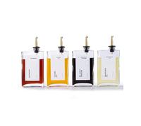 APT 1101 Olive Oil Dispenser Set, 4 Gold Glass Bottles with Stainless Steel Pourers, 350ml Each, Perfect for Olive Oil, Vinegar, Soy Sauce, Coffee Syrup
