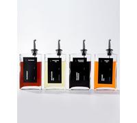 APT 1101 Olive Oil Dispenser Set - Olive Oil & Vinegar Dispensers, Soy Sauce Bottle, Coffee Syrup Bottles - 4 Pcs, Black