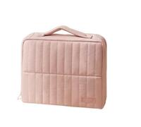 APT 1101 Standing Makeup Bag - Puffy Cloth Travel Makeup Organizer with Magnetic Fold-Down Design - Portable makeup Case with Compartments for Brushes & Tools, Light Pink, Modern