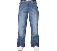 APT Mens Basic Blue Bootcut Wide Leg Flared Work Casual Jeans Big Sizes Light Wash 30 W X34