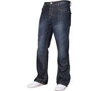 APT Mens Basic Bootcut Wide Leg Flared Denim Jeans - Range of Waist Sizes & Colours Available (34W / 34L, Dark Wash)