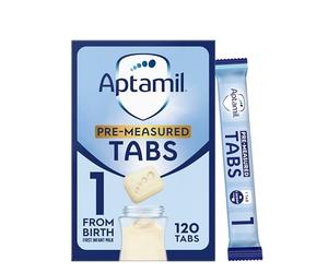 Aptamil 1 First Baby Milk Formula Pre-Measured Tabs, From Birth, 120 Tabs - 1 tab = 1 scoop (23g)