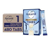 Aptamil 1 First Baby Milk Formula Pre-Measured Tabs, From Birth, 120 Tabs (Pack of 4) - 1 tab = 1 scoop (23g)