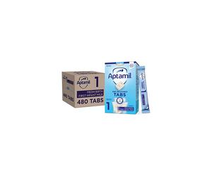 Aptamil 1 First Baby Milk Formula Pre-Measured Tabs, From Birth, 120 Tabs (Pack of 4) - 1 tab = 1 scoop (23g)