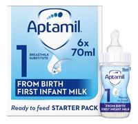 Aptamil 1 First Baby Milk Formula Starter Pack Ready to Use Liquid, from Birth, 6x70 ml
