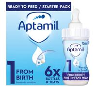 Aptamil 1 First Baby Milk Formula Starter Pack Ready to Use Liquid, from Birth, 6x70 ml