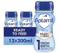 Aptamil 1 First Infant Baby Milk Liquid Formula, Ready to Feed, From Birth, 200 ml, Pack of 12