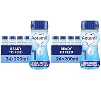 Aptamil 1 First Infant Baby Milk Ready To Use Liquid Formula, From Birth, White, 200 ml, (Pack Of 48)