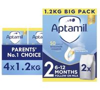 Aptamil 2 Follow On Baby Milk Formula Powder, 6-12 Months, Big Pack, 4 x 1.2kg