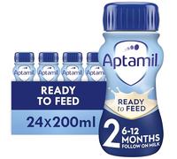 Aptamil 2 Follow On Baby Milk Ready to Use Liquid Formula 6-12 Months 200 ml (Pack of 24 bottles)