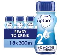Aptamil 2 Follow On Baby Milk Ready to Use Liquid Formula, 6-12 Months, 200 ml, (Pack of 18)