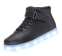 APTESOL Kids Youth LED Light up Trainers Boys Girls High Top Cool Flashing Shoes Unisex Halloween Xmas School Birthday Party Dancing Sneakers [Black,EU32]