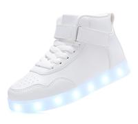 APTESOL Kids Youth LED Light up Trainers Boys Girls High Top Cool Flashing Shoes Unisex Halloween Xmas School Birthday Party Dancing Sneakers [White,EU35]