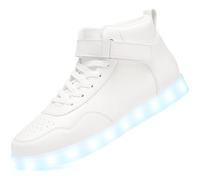 APTESOL LED Light up Fashion Trainers,Rechargeable Flashing Shoes,High Top Luminous Sneakers for Halloween/Xmas/Birthday/Party/Clubs/Dances/Shows/Festivals/Celebrations(White,7.5 Women/6 Men)