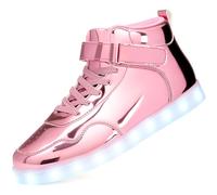 APTESOL LED Light up Fashion Trainers,Rechargeable Flashing Shoes,High Top Luminous Sneakers for Halloween/Christmas/Birthday/Party/Clubs/Dances/Shows/Festivals/Celebrations(Pink,7.5 Women/6 Men)