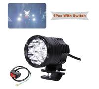 Aptfkec Moto Fog Light Auxiliary Motocross Spotlight 9 Chips Additional LED Headlights For Motorcycle High/Low/Strobe Long Lights Headlights(1pcs with switch A)