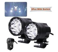 Aptfkec Moto Fog Light Auxiliary Motocross Spotlight 9 Chips Additional LED Headlights For Motorcycle High/Low/Strobe Long Lights Headlights(2pcs with switch)