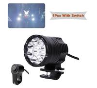 Aptfkec Moto Fog Light Auxiliary Motocross Spotlight 9 Chips Additional LED Headlights For Motorcycle High/Low/Strobe Long Lights Headlights(1pcs with switch)