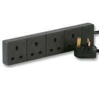 Aptii 10m Black 4 Gang Power Strip Extension Cord Mains Plug