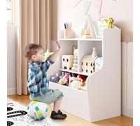 Aptition 3-Tier Toy Storage Cabinet with Cubbies, Multi-Shelf Bookcase and Organizer, Open Storage for Toys, Books, Playroom, Bedroom, Hallway, and School