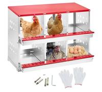 Aptliton 0.6mm Galvanized Steel Chicken Nesting Box, Anti-Slip Perforated Pedal, Dot Hole Ventilation, 12 inch Partition Windows, Sizes 66/96/127/157 x 48 x 40/71 cm