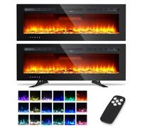 Aptliton 127cm Electric Fireplace, Wall Mounted/Recessed/Freestanding Fireplace with 3D Fire 12 Flame Colours, 900W/1800W Heater with Remote & Crystal/Log Set, Black