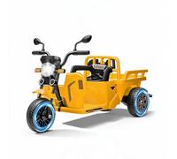 Aptliton 12V Kids Electric Ride-On Motorcycle Trike,Powered Tricycle | LED Lights, Music & Horn, Cargo Dump Trailer Storage - Ages 3-8 - Yellow