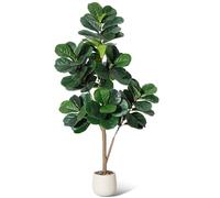 Aptliton 150cm Lifelike Artificial Fiddle Leaf Fig Tree, Realistic Faux Ficus Lyrata Floor Plant, Decorative Potted Indoor Tree for Office, Home, Living Room, White Pot