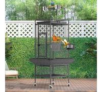Aptliton 156cm Large Parrot Cage with Stand & Wheels, Flight Bird Cage - Open Play Top, Rolling Stand, Easy Clean, Heavy Duty Birdcage for Conure, Cockatiel, Parakeet, Budgie, Finch, Canary, Black