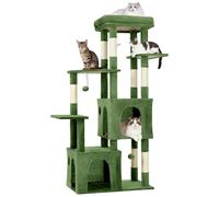 Aptliton 156cm Large Tall Cat Tree Tower, Multi-Level Stable Cat Activity Centre for Indoor Cats with 7 Sisal Scratching Posts, 2 Condos, Multiple Perches & Interactive Pom Poms, Green