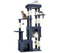 Aptliton 156cm Large Tall Cat Tree Tower, Multi-Level Stable Cat Activity Centre for Indoor Cats with 7 Sisal Scratching Posts, 2 Condos, Multiple Perches & Interactive Pom Poms, Blue
