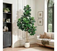 Aptliton 180cm Artificial Fiddle Leaf Fig Tree with Planter & Pebbles, Realistic Faux Ficus Lyrata Plant with Upgraded Leaves for Indoor Outdoor Home Office Decor