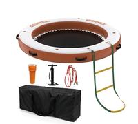 Aptliton 2.4m Round Inflatable Floating Dock Platform, Heavy Duty Water Raft Island with Mesh Swim Area & Non-Slip EVA Deck, 4-7 Person Capacity for Lake, Sea & Pool, 240x240cm