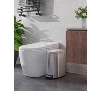 Aptliton 2.6 Gallon Stainless Steel Pedal Bin, with Removable Inner Bucket, Soft Close & Stay Open Lid, Slim Waste Bin for Bathroom, Kitchen, Office, Silver