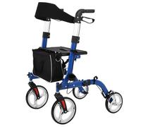 Aptliton 2-in-1 Rollator Walker & Transport Wheelchair for Seniors - Lightweight Folding 4-Wheel Mobility Aid with Seat, Adjustable Handle, Backrest, 8-Inch Wheels, 150kg Capacity, Dual Brakes