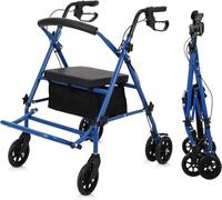 Aptliton 2-in-1 Wheelchair and Folding Rollator Walker with Seat, Folding Wheelchair with Adjustable Steel Footrests for Seniors (Folds Forward and Backward)
