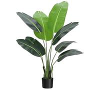Aptliton 2 Pack Artificial Bird of Paradise Plant,120cm Tall Faux Tropical Tree with Lifelike Trunks and Adjustable Leaves,UV Resistant Indoor Outdoor Fake Plant for Home Office Patio Decor, 4FT,Green