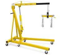 Aptliton 2 Tonne (4400LBS) Hydraulic Folding Engine Crane Hoist, Floor Stand Lift Jack, Foldable Frame with Caster Wheels, Heavy-Duty Lifting Tool for Garage, Car Workshop, Yellow