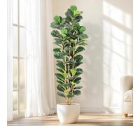 Aptliton 213Cm Large Artificial Fiddle Leaf Fig Tree, Realistic Faux Plastic Plant with Lifelike Foliage for Home Office Balcony Bathroom Decor