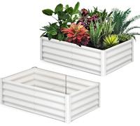 Aptliton 2Pcs Galvanized Raised Garden Beds, 6x3x2ft Large Metal Planter Boxes with Open Bottom & Reinforced Support, Outdoor Raised Garden Planters for Vegetables Flowers Herbs Backyard Patio, White