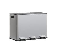 Aptliton 3-Compartment Stainless Steel Waste Bin, Trash Can with 3 Foot Pedals & Soft-Close Lids for Kitchen & Indoor Sorting