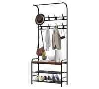 Aptliton 3-in-1 Industrial Hall Tree Coat Rack with Shoe Bench - Narrow Entryway Organizer, 3-Tier Storage Shelf, 8 Removable Hooks, Sturdy Steel Frame - Perfect for Hallway, Bedroom, Small Spaces -