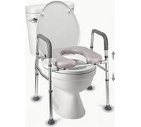 Aptliton 3-in-1 Raised Toilet Seat with Arms, Heavy Duty Toilet Surround Frame & Bedside Commode Chair, Height Adjustable, Soft Padded Seat, 350lbs Toilet Aid for Elderly & Disabled