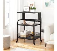 Aptliton 3-Tier Large Printer Stand Industrial Rolling Printer Cart with Heavy Duty Metal Frame & Adjustable Shelf, with Power Outlets & USB Ports, Storage & Lockable Wheels for Office Home