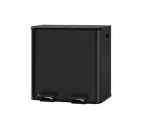 Aptliton 30L Dual Compartment Kitchen Recycling Bin, 2 x 15L Stainless Steel Trash Can with Step Pedal, Soft Close Lid, Removable Inner Buckets, Fingerprint Resistant Waste Sorting Bin, Black